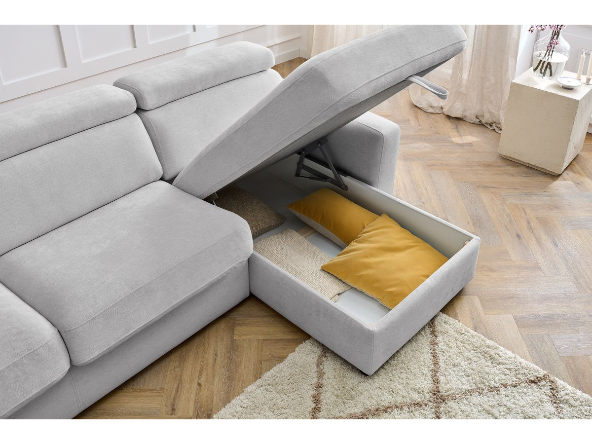Canapé d'angle réversible convertible coffre MONACO tissu lisse