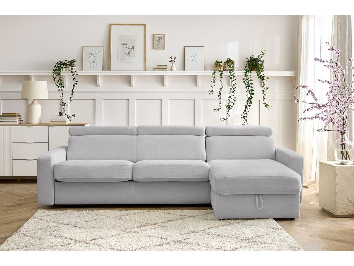 Canapé d'angle réversible convertible coffre MONACO tissu lisse