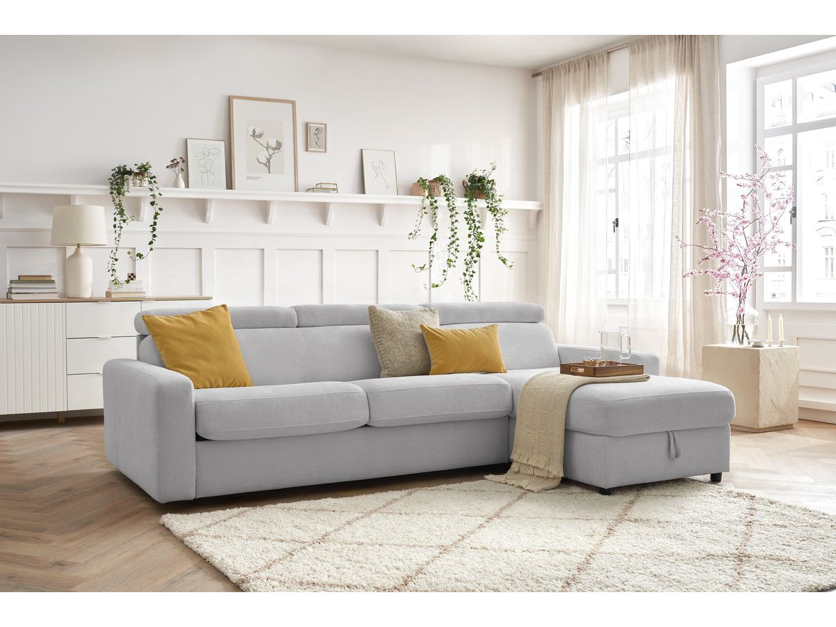 Canapé d'angle réversible convertible coffre MONACO tissu lisse