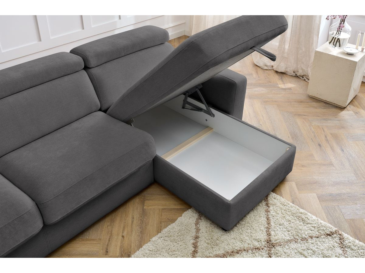 Canapé d'angle réversible convertible coffre MONACO tissu lisse