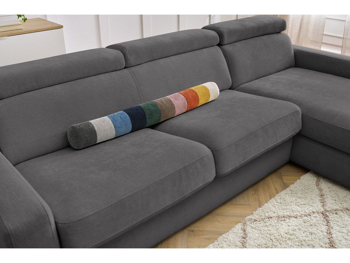Canapé d'angle réversible convertible coffre MONACO tissu lisse gris foncé 160x190 réversible BOBOCHIC 3 places - Vue supplémentaire 2