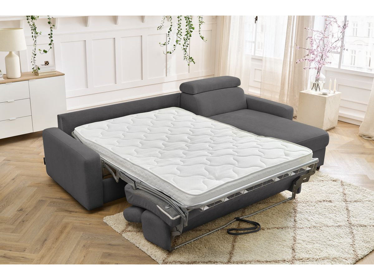 Canapé d'angle réversible convertible coffre MONACO tissu lisse