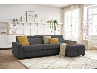 Canapé d'angle réversible convertible coffre MONACO tissu lisse