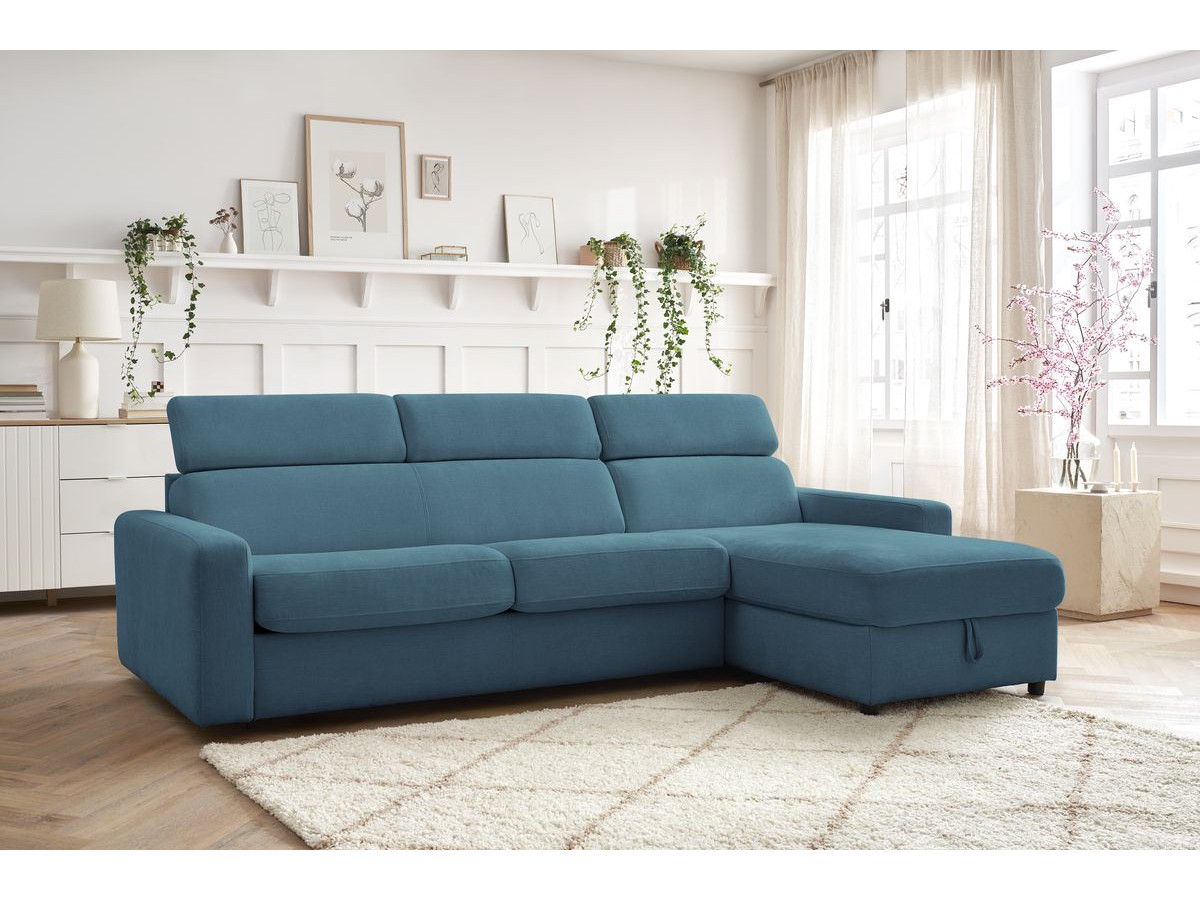 Canapé d'angle réversible convertible coffre MONACO tissu lisse