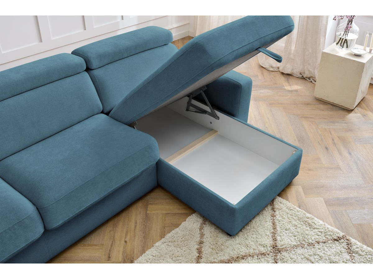 Canapé d'angle réversible convertible coffre MONACO tissu lisse