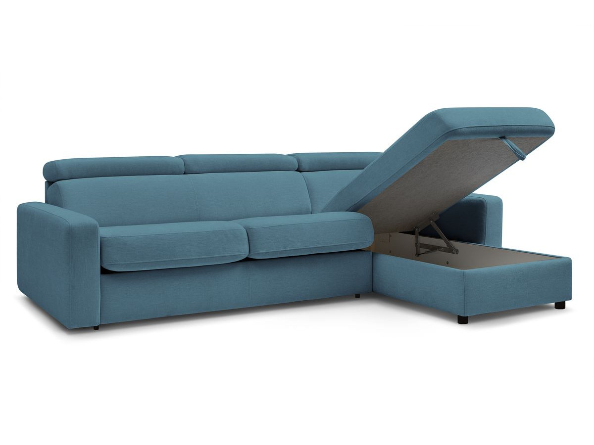 Canapé d'angle réversible convertible coffre MONACO tissu lisse