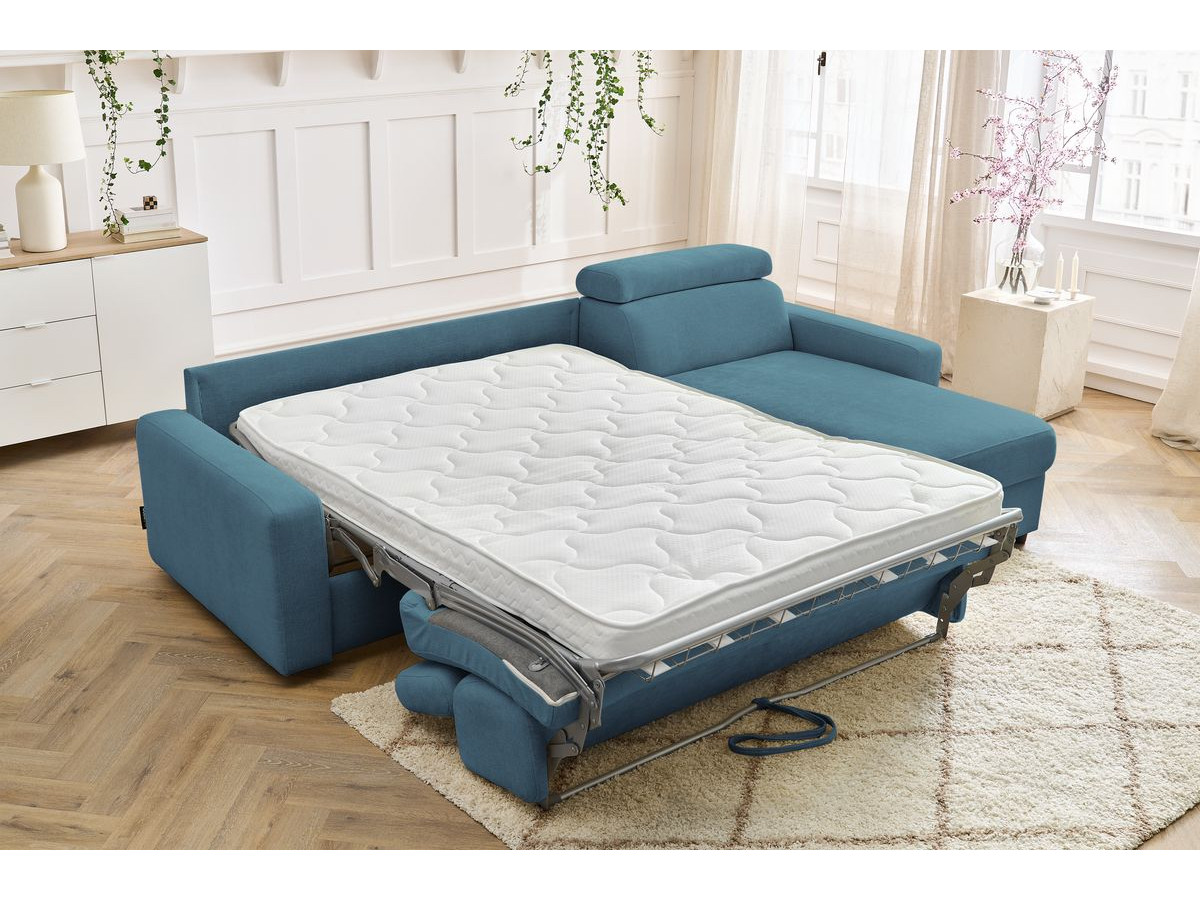 Canapé d'angle réversible convertible coffre MONACO tissu lisse