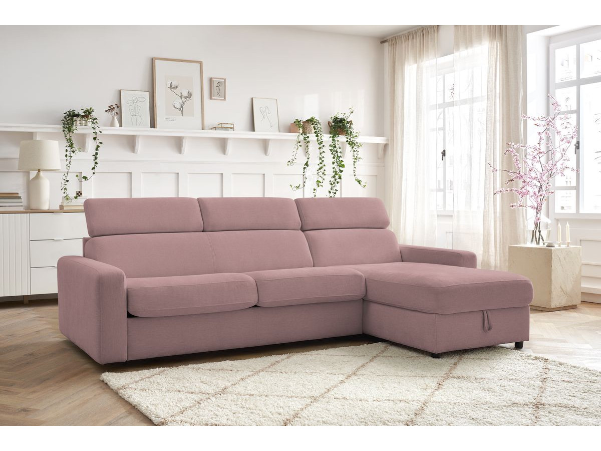 Canapé d'angle réversible convertible coffre MONACO tissu lisse