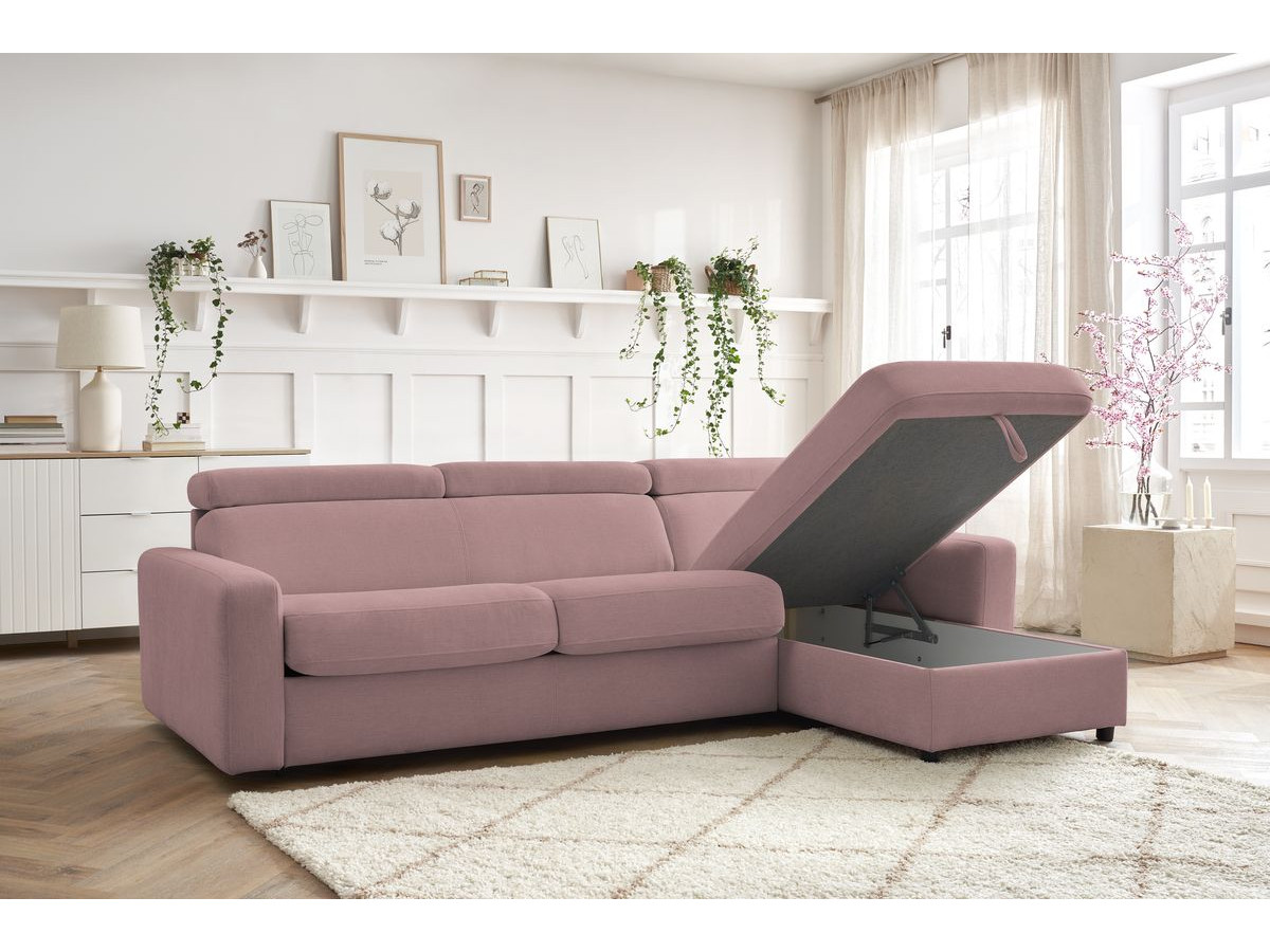 Canapé d'angle réversible convertible coffre MONACO tissu lisse