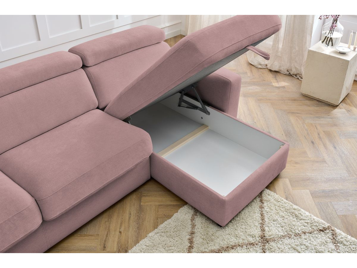 Canapé d'angle réversible convertible coffre MONACO tissu lisse