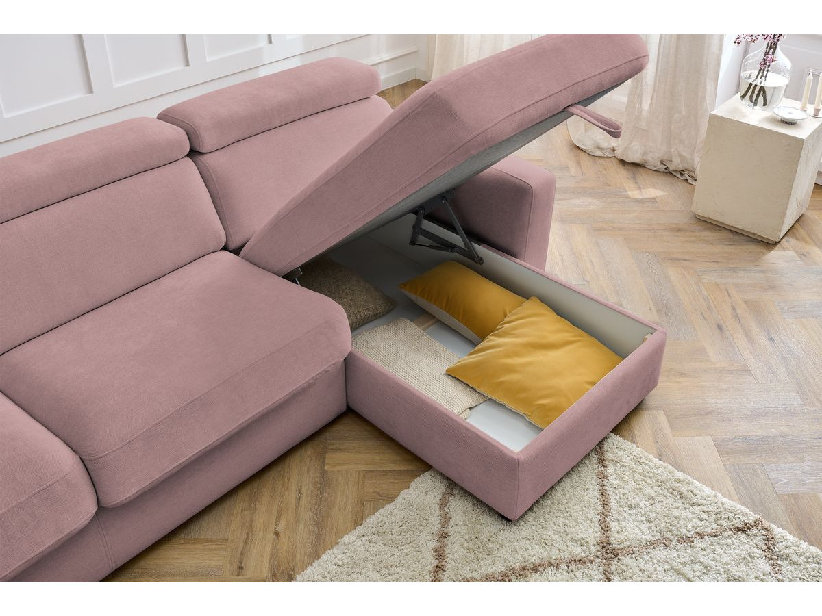 Canapé d'angle réversible convertible coffre MONACO tissu lisse