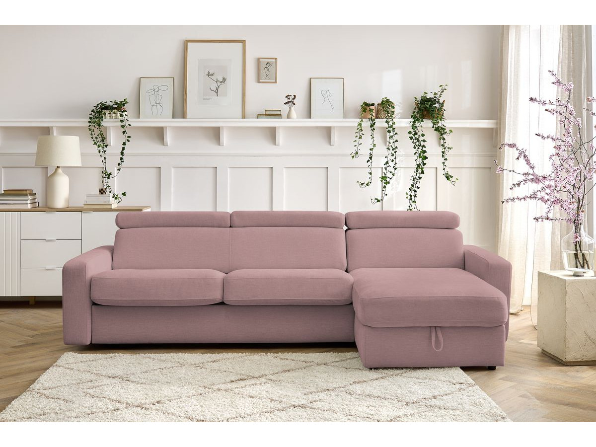Canapé d'angle réversible convertible coffre MONACO tissu lisse