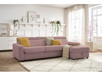 Canapé d'angle réversible convertible coffre MONACO tissu lisse