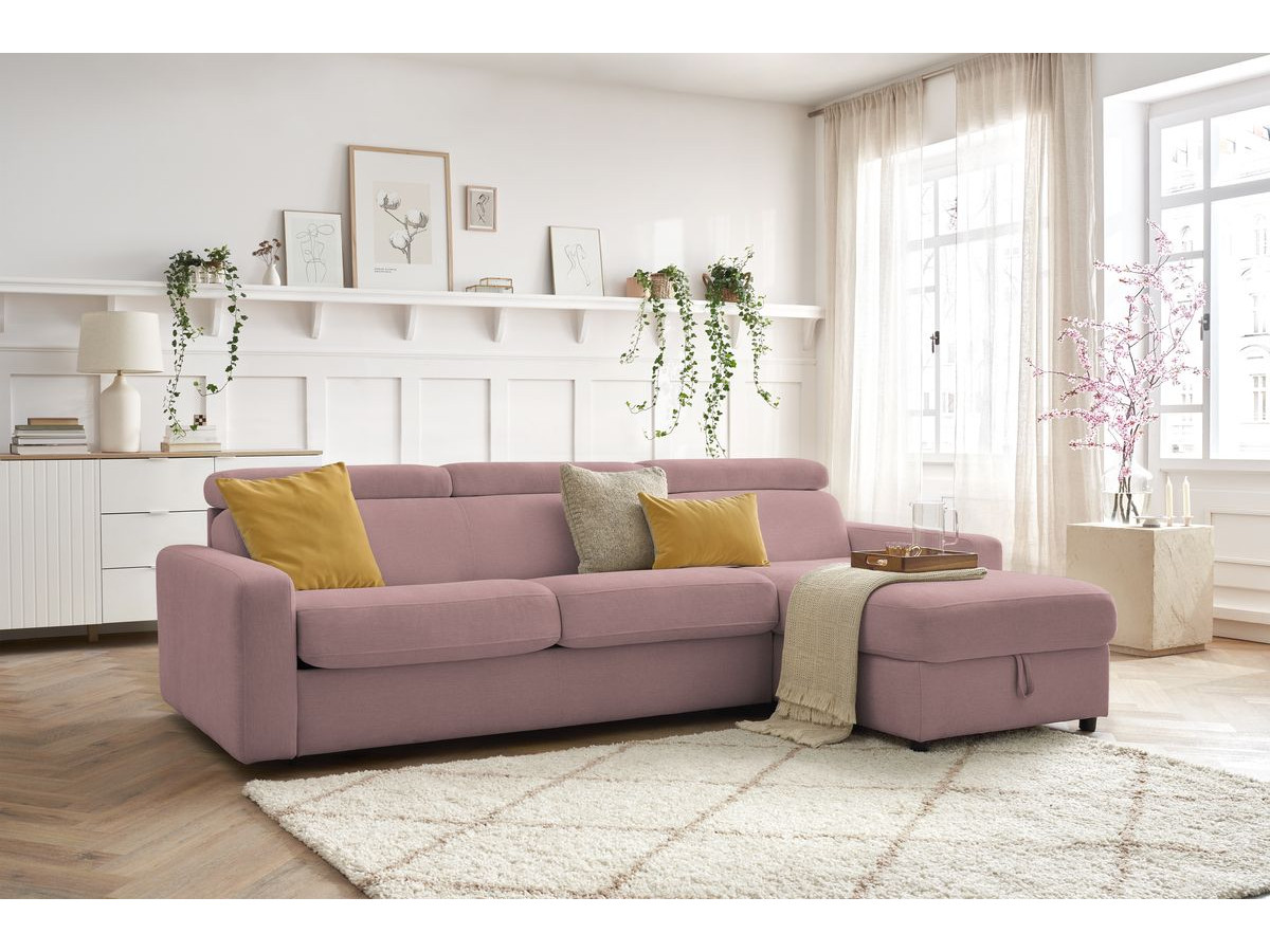 Canapé d'angle réversible convertible coffre MONACO tissu lisse