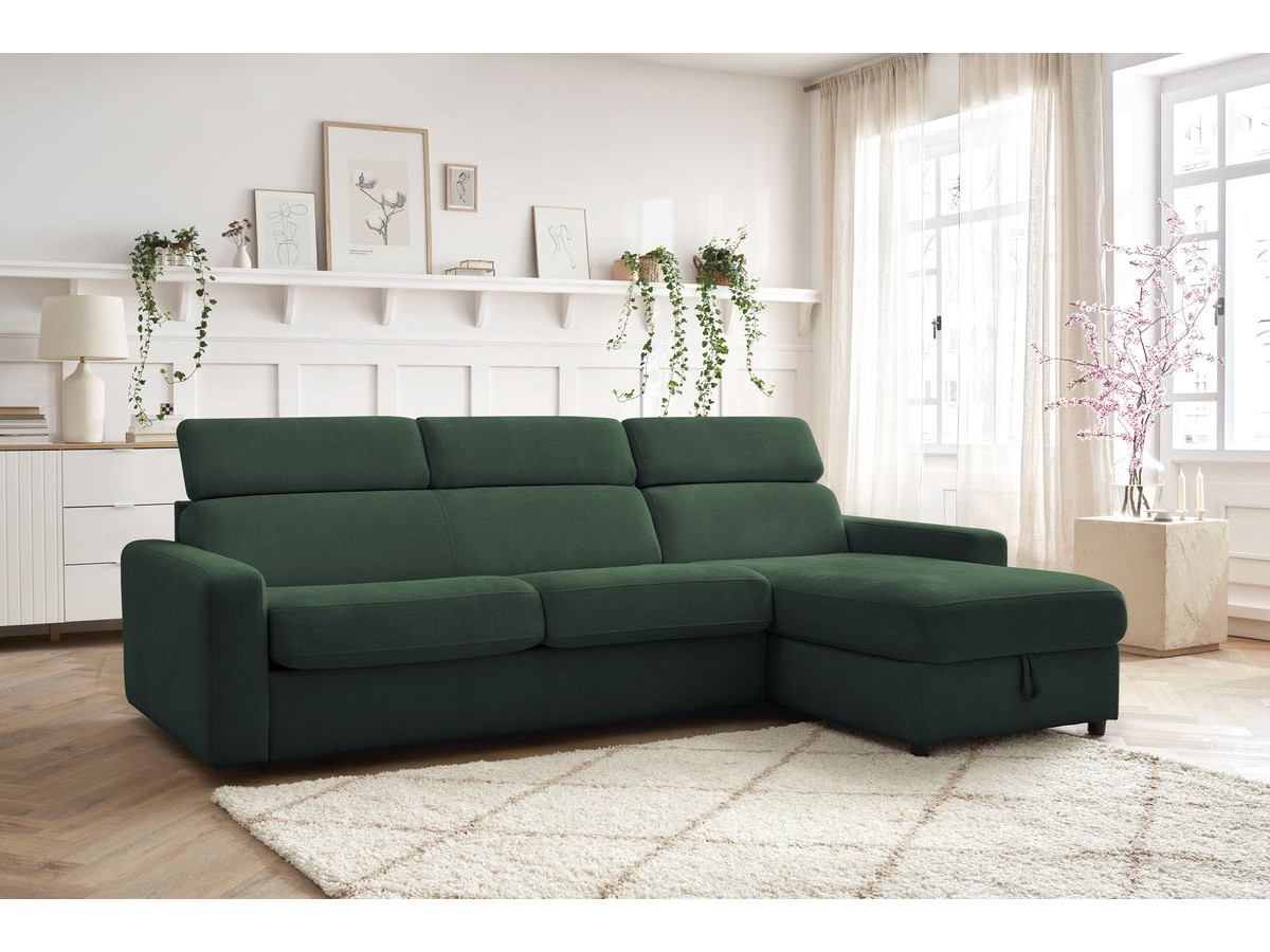 Canapé d'angle réversible convertible coffre MONACO tissu lisse