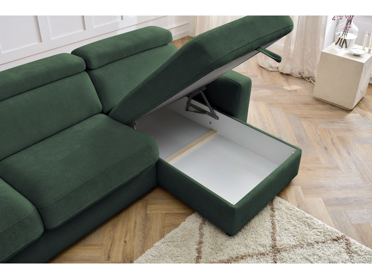 Canapé d'angle réversible convertible coffre MONACO tissu lisse