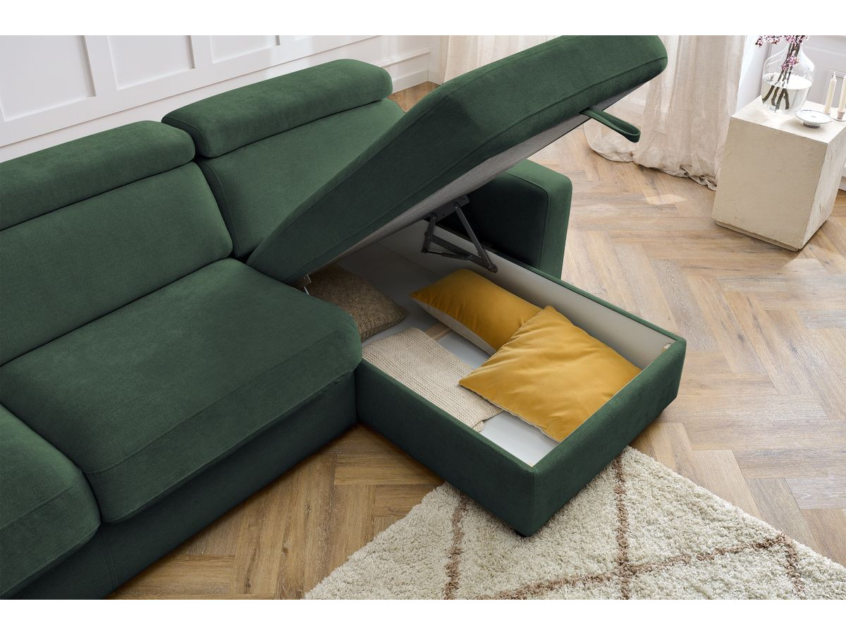 Canapé d'angle réversible convertible coffre MONACO tissu lisse