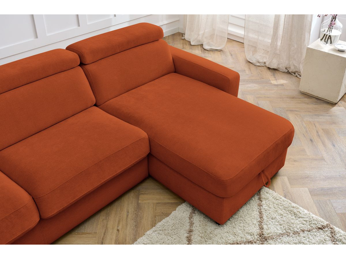 Canapé d'angle réversible convertible coffre MONACO tissu lisse
