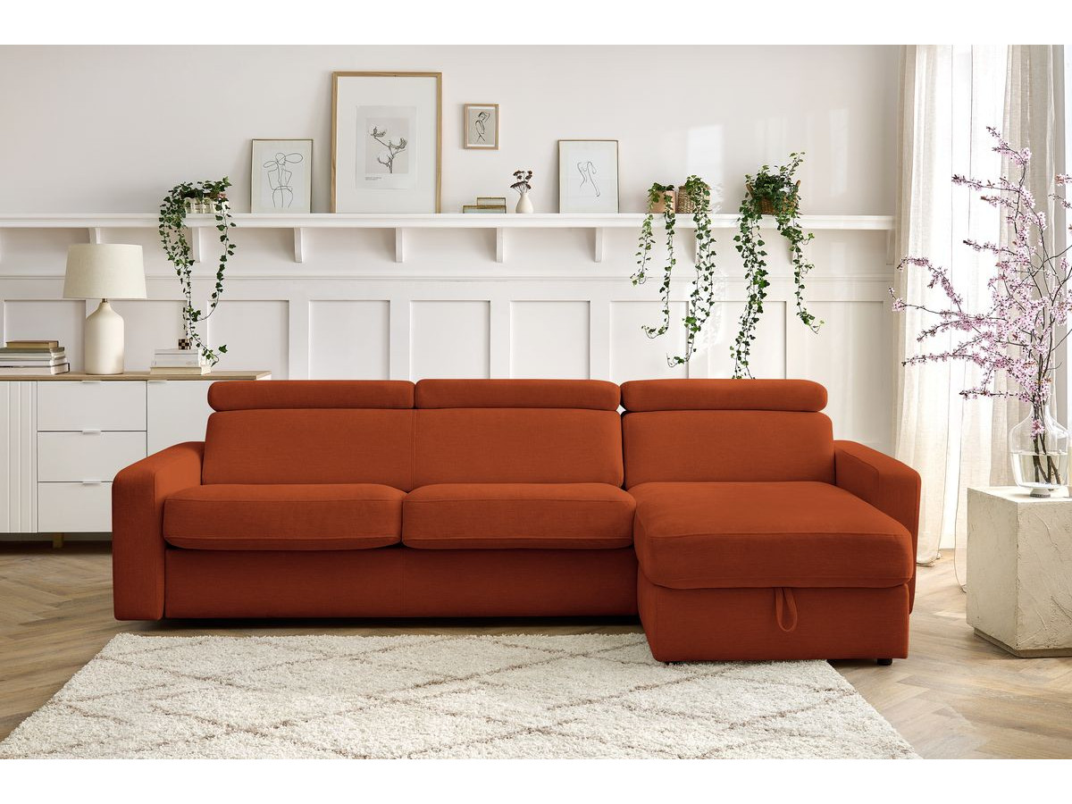 Canapé d'angle réversible convertible coffre MONACO tissu lisse