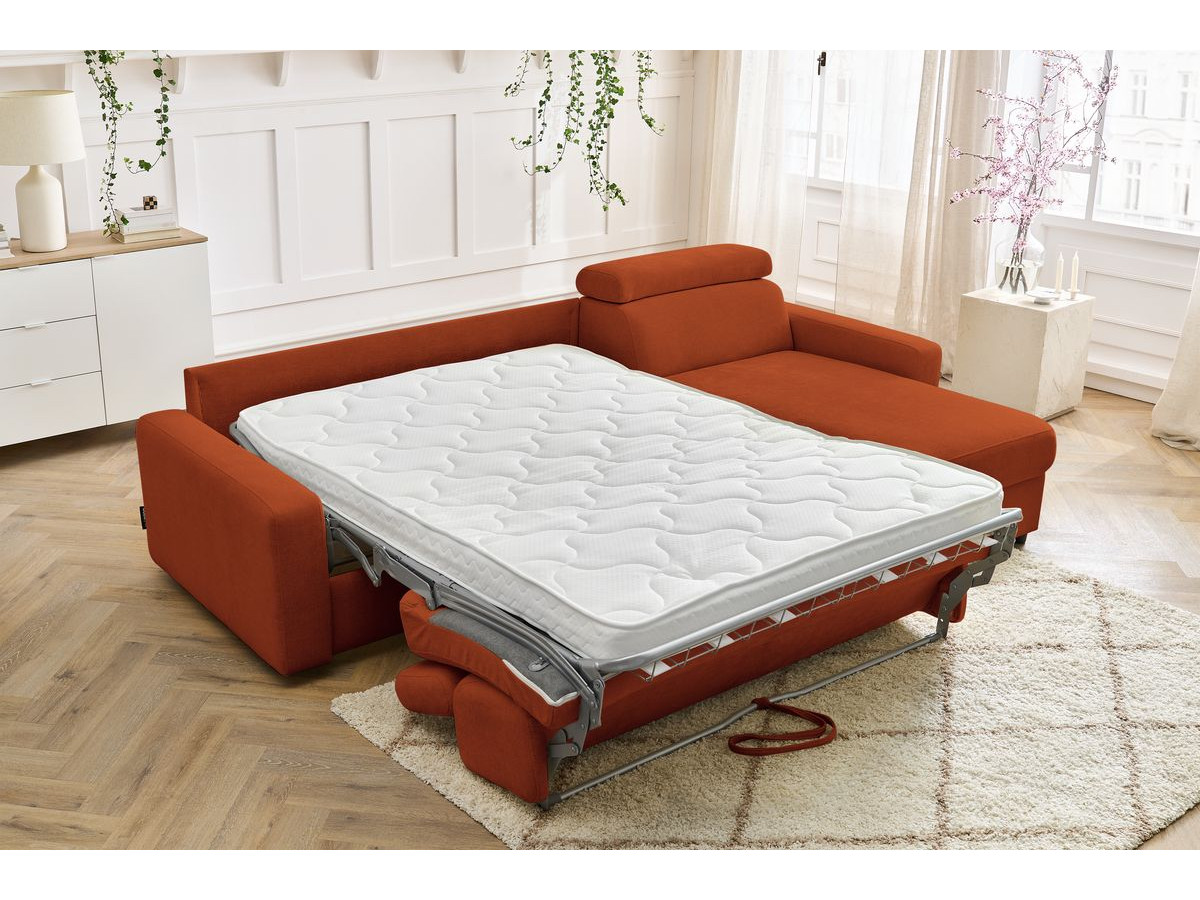 Canapé d'angle réversible convertible coffre MONACO tissu lisse