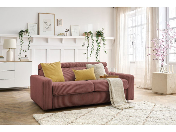 Canapé droit convertible MONACO ouverture express velours côtelé