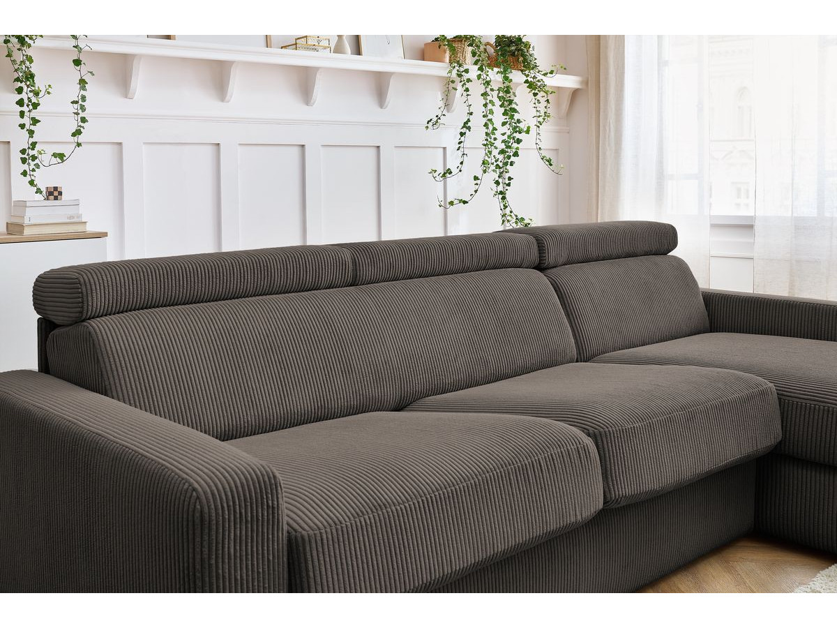 Canapé d'angle fixe EVEREST tissu chiné - Orange - Angle droit - 10 coussins