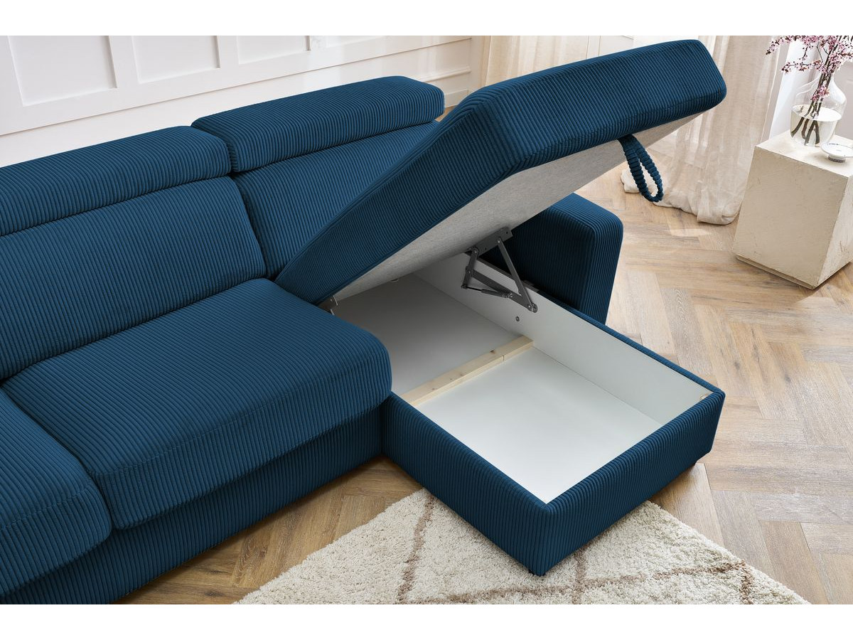 Canapé d'angle fixe EVEREST tissu chiné - Orange - Angle droit - 10 coussins