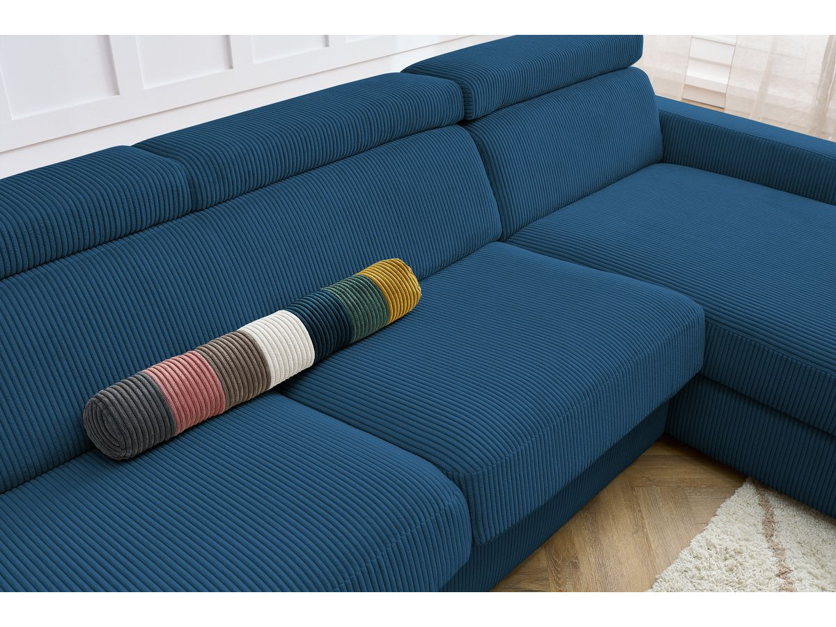 Canapé d'angle fixe EVEREST tissu chiné - Orange - Angle droit - 10 coussins