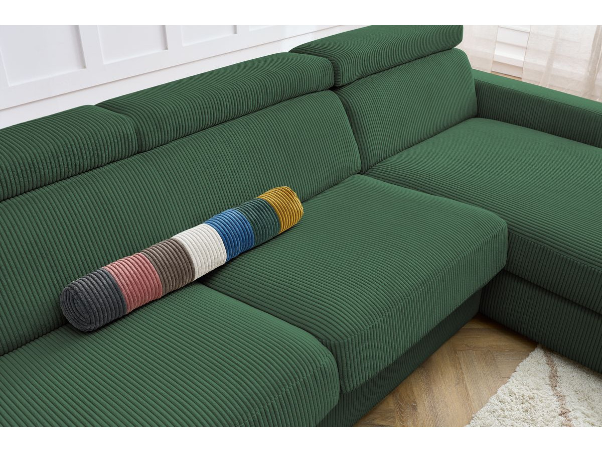 Canapé d'angle fixe EVEREST tissu chiné - Orange - Angle droit - 10 coussins