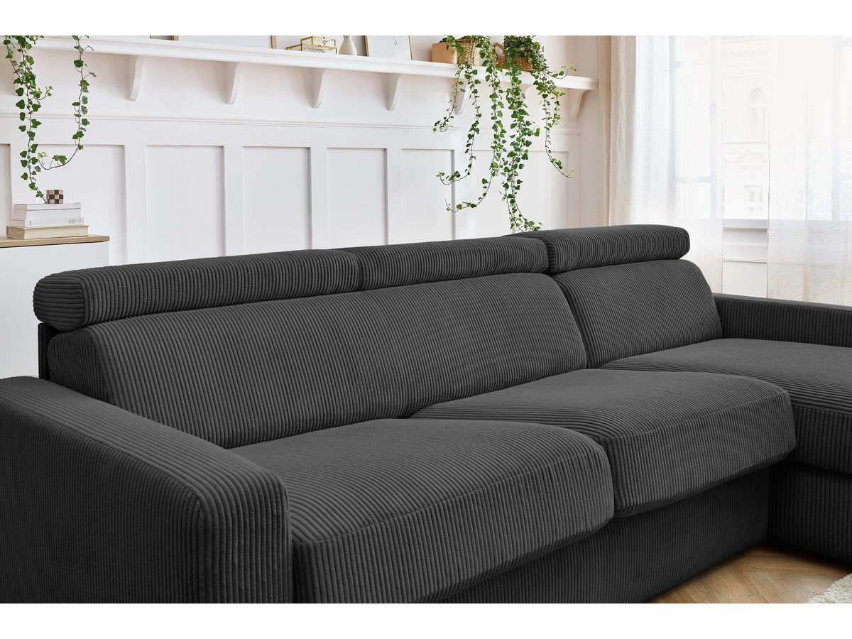 Canapé d'angle fixe EVEREST tissu chiné - Orange - Angle droit - 10 coussins