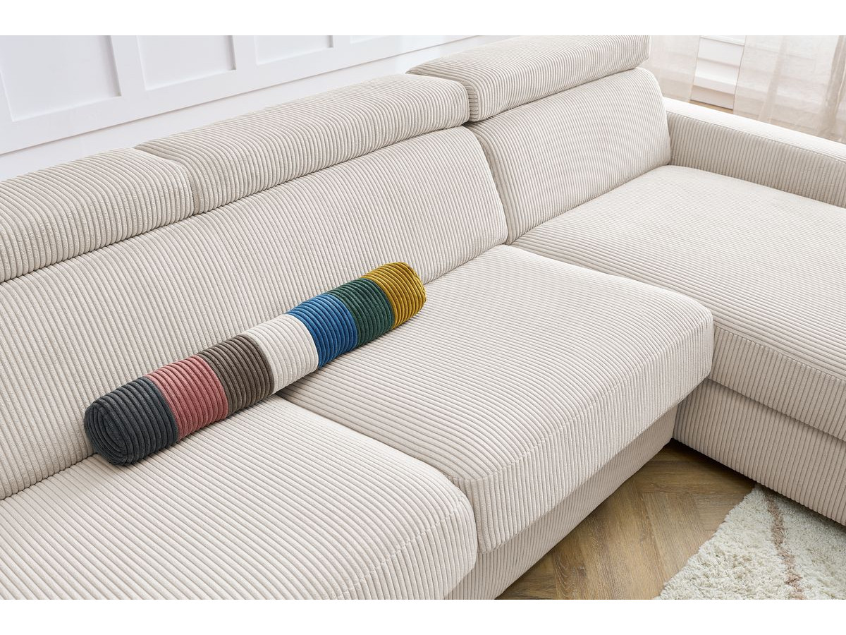 Canapé d'angle fixe EVEREST tissu chiné - Orange - Angle droit - 10 coussins