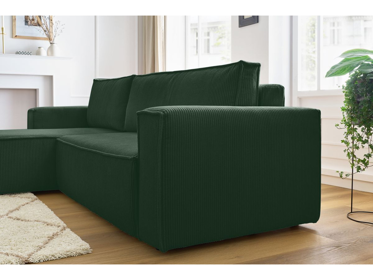 Canapé d'angle réversible convertible coffre NIHAD velours côtelé