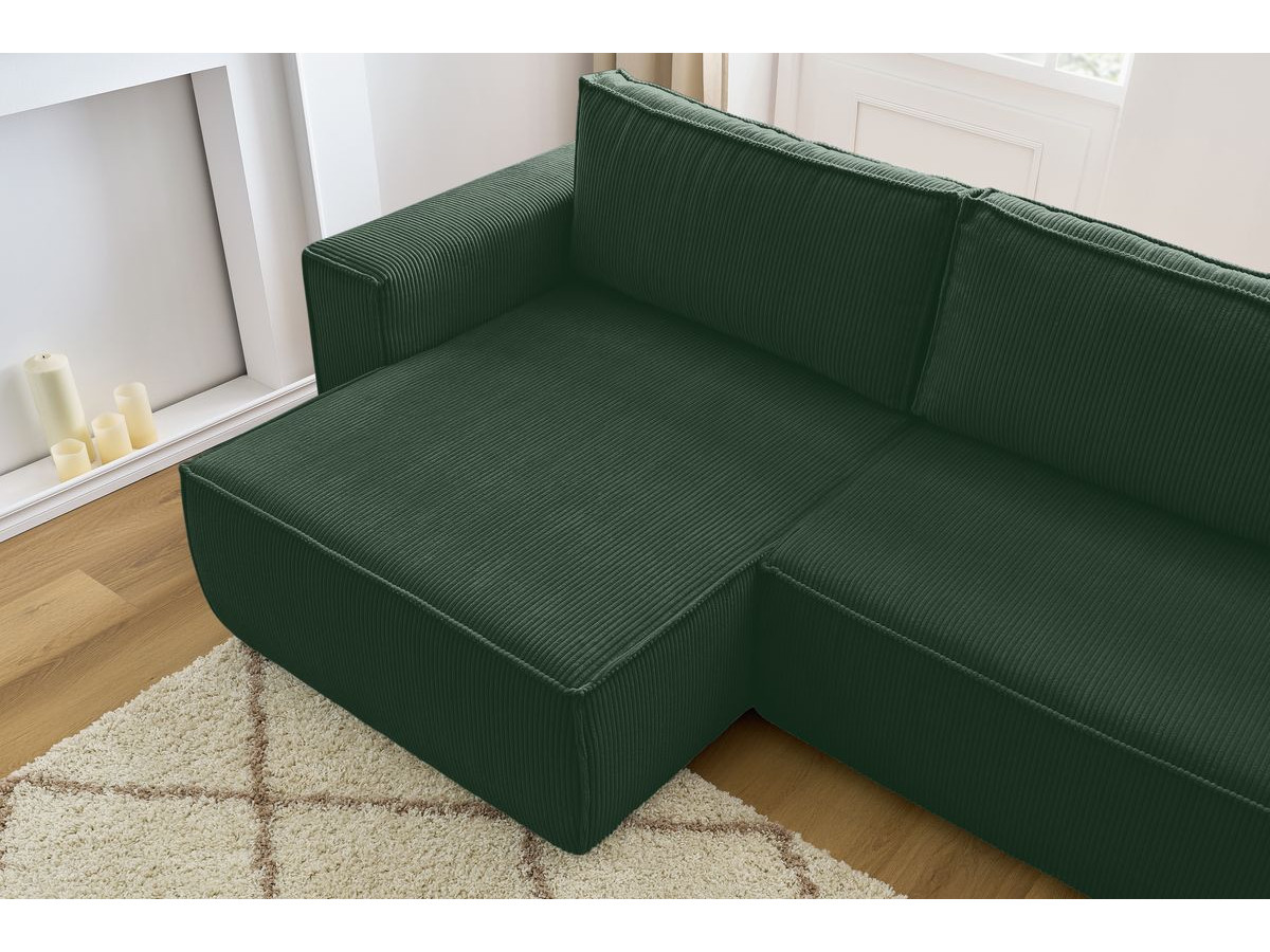 Canapé d'angle réversible convertible coffre NIHAD velours côtelé