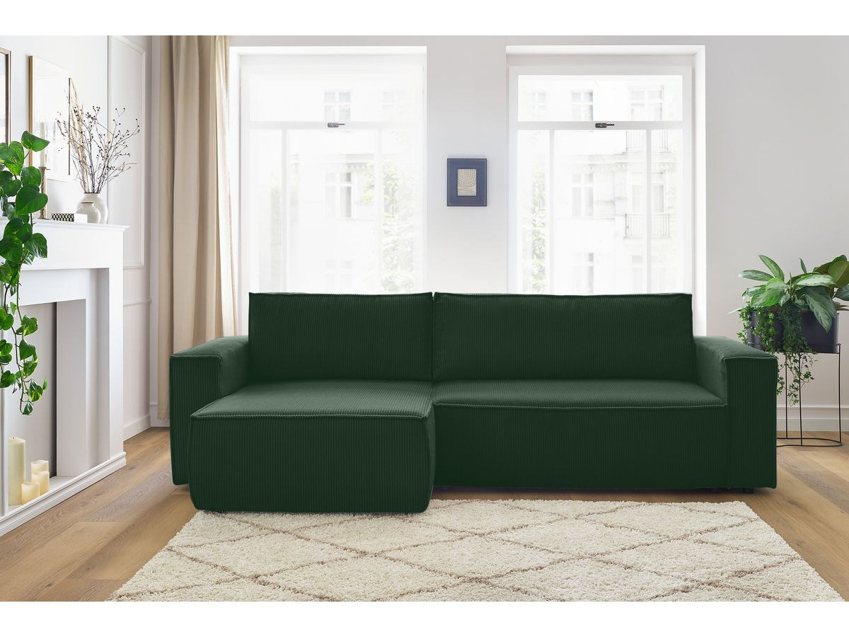 Canapé d'angle réversible convertible coffre NIHAD velours côtelé