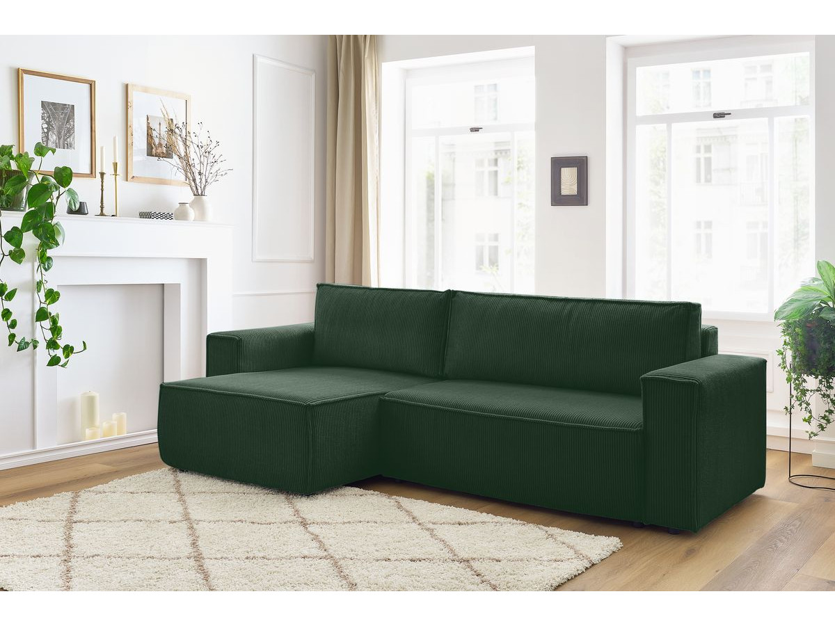 Canapé d'angle réversible convertible coffre NIHAD velours côtelé