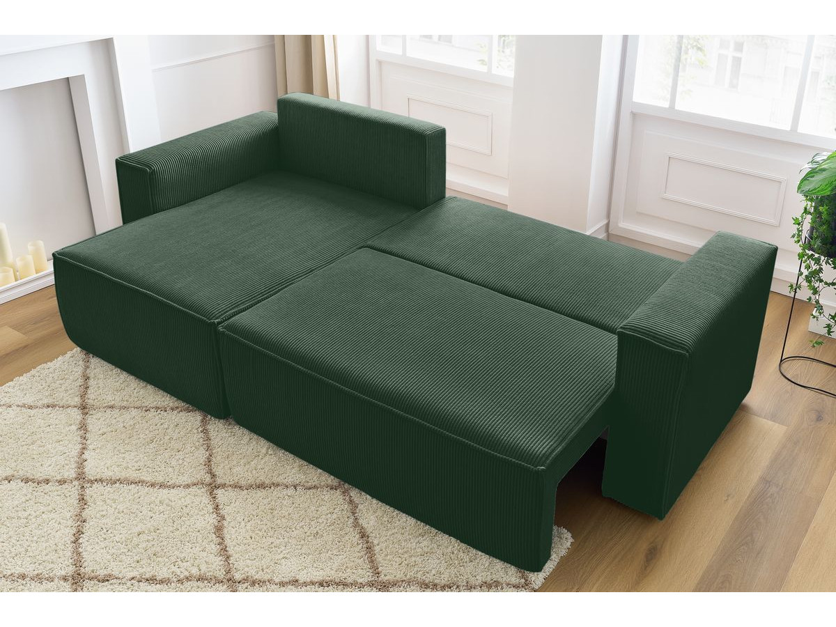 Canapé d'angle réversible convertible coffre NIHAD velours côtelé