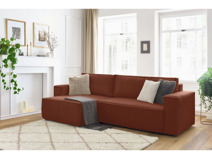 Canapé d'angle convertible réversible coffre NIHAD