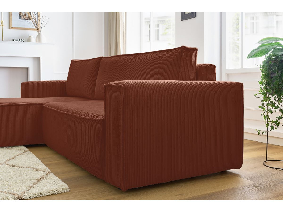 Canapé d'angle réversible convertible coffre NIHAD velours côtelé