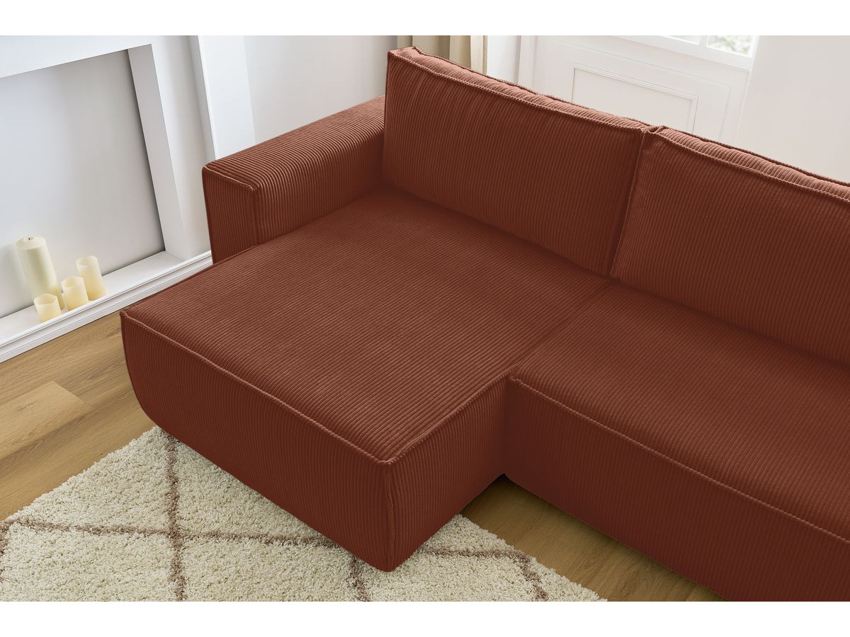 Canapé d'angle réversible convertible coffre NIHAD velours côtelé