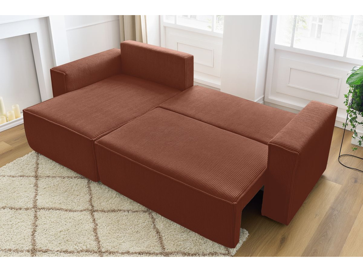 Canapé d'angle réversible convertible coffre NIHAD velours côtelé