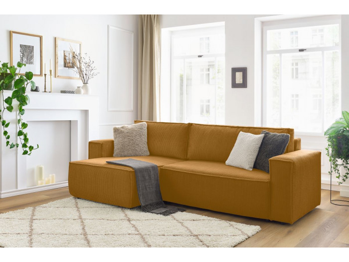 Canapé d'angle convertible réversible coffre NIHAD