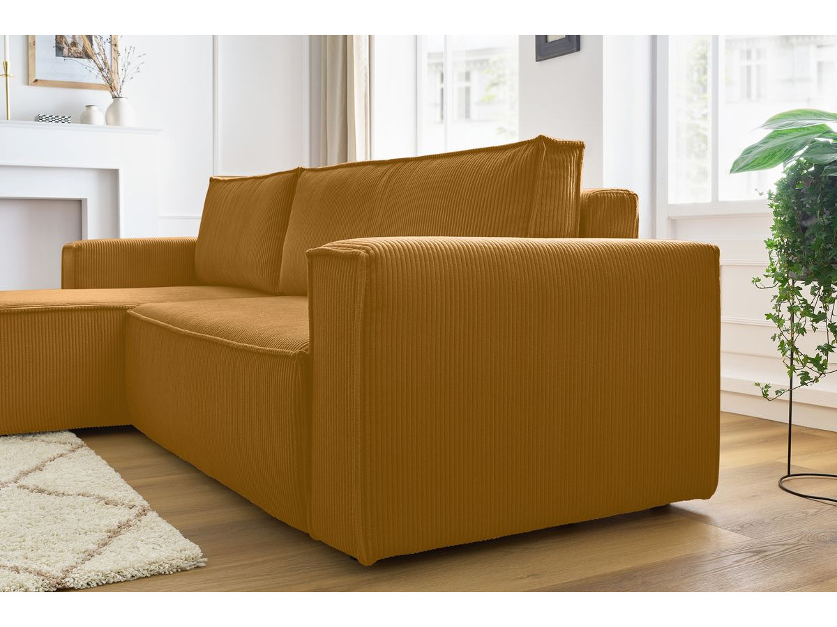 Canapé d'angle réversible convertible coffre NIHAD velours côtelé