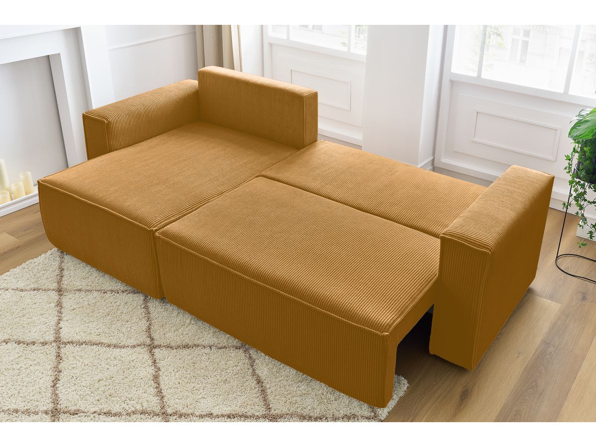 Canapé d'angle réversible convertible coffre NIHAD velours côtelé