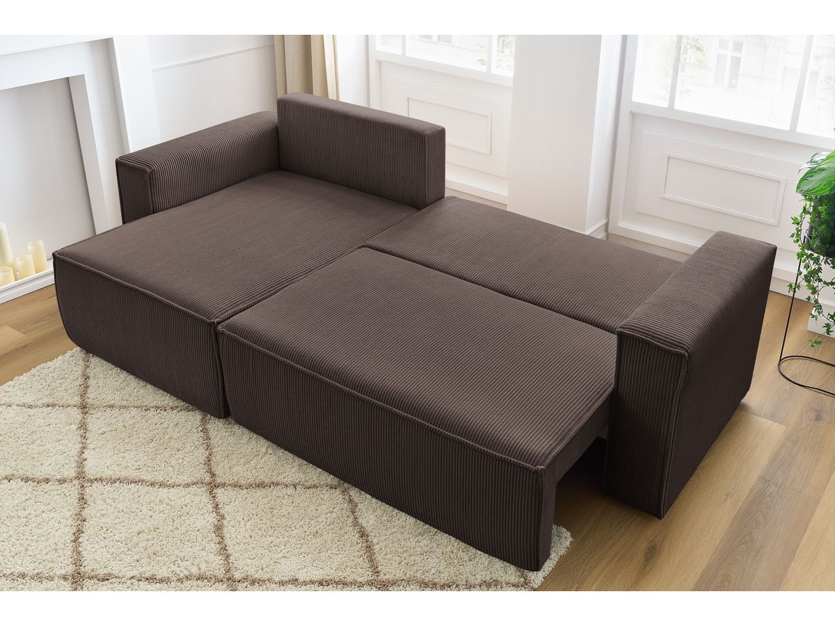 Canapé d'angle fixe EVEREST tissu chiné - Orange - Angle droit - 10 coussins
