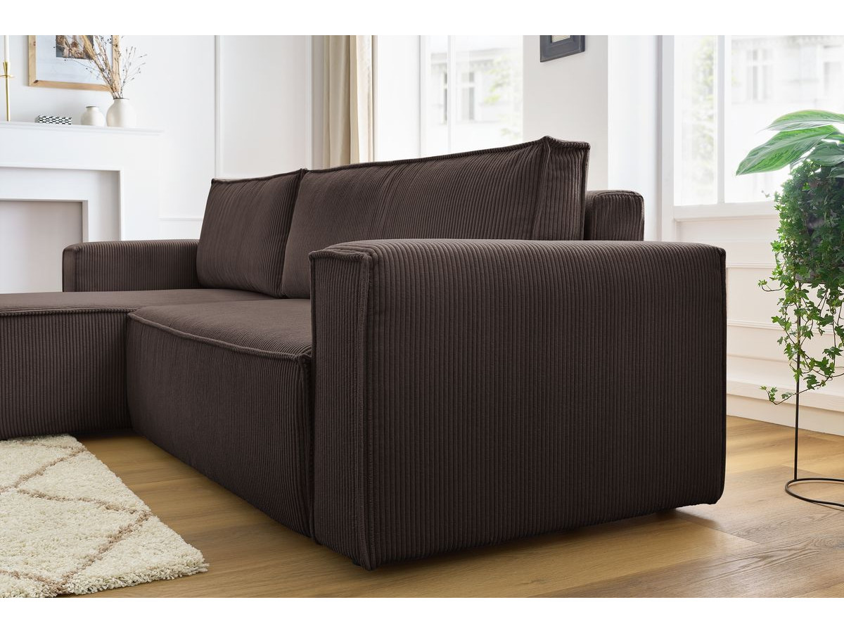Canapé d'angle fixe EVEREST tissu chiné - Orange - Angle droit - 10 coussins