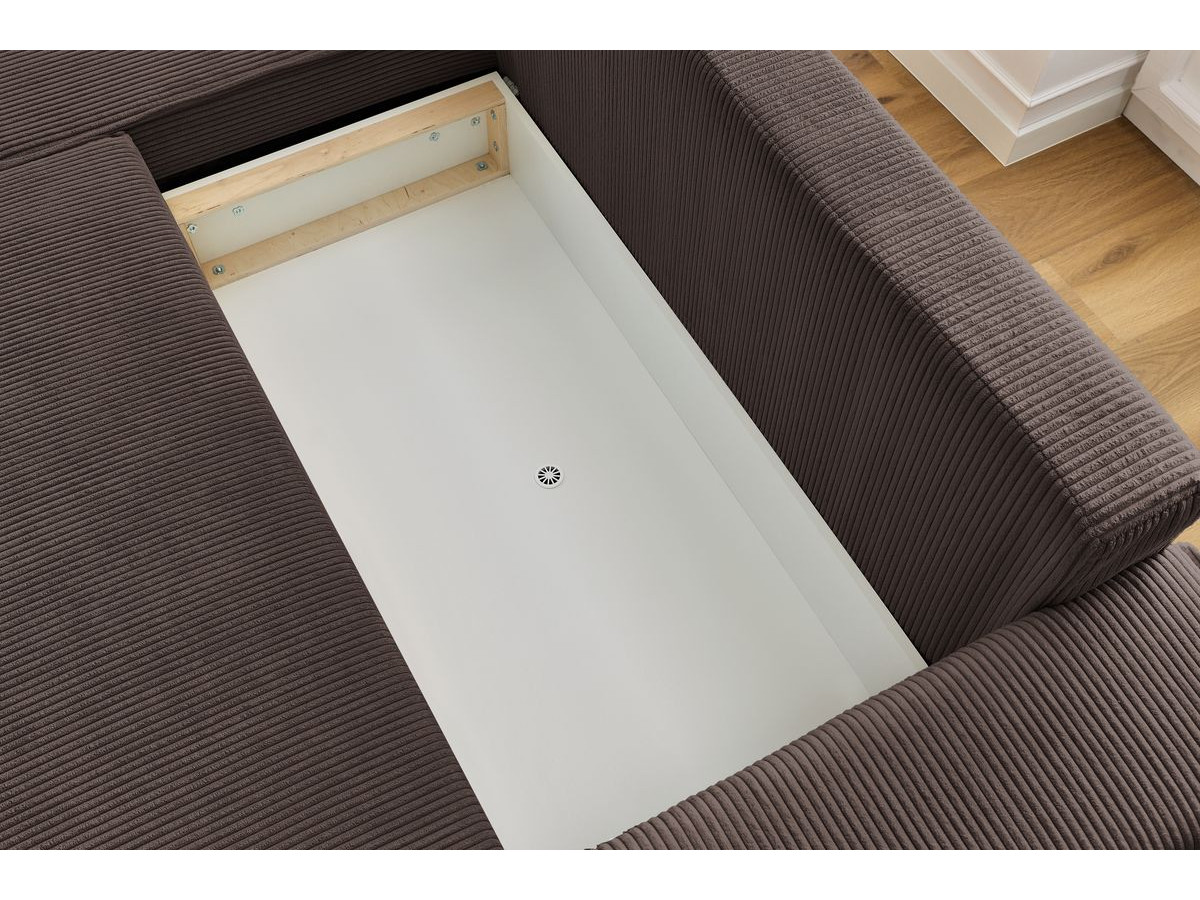 Canapé d'angle fixe EVEREST tissu chiné - Orange - Angle droit - 10 coussins