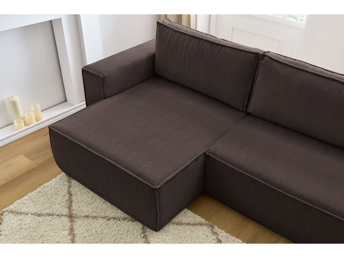 Canapé d'angle fixe EVEREST tissu chiné - Orange - Angle droit - 10 coussins