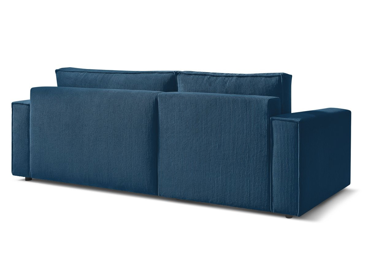 Canapé d'angle réversible convertible coffre NIHAD velours côtelé avec pouf