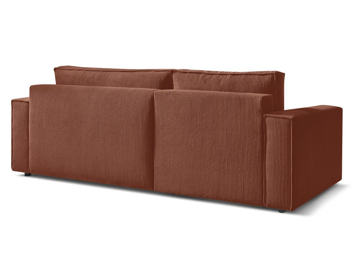 Canapé d'angle réversible convertible coffre NIHAD velours côtelé avec pouf