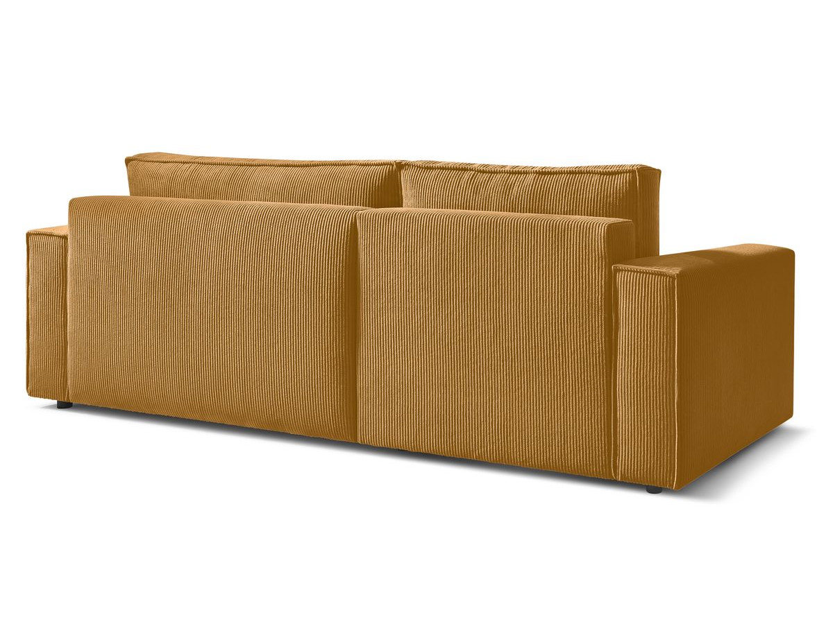 Canapé d'angle réversible convertible coffre NIHAD velours côtelé avec pouf